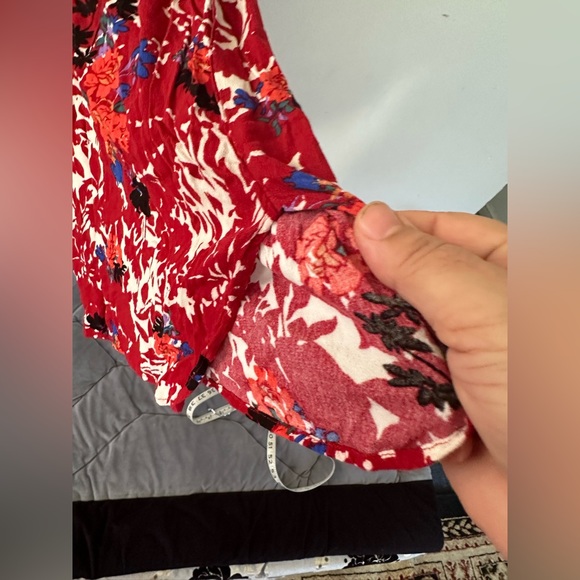 Free people bohemian Late Night Red Floral Print Wide-Leg Pants size XS - Picture 5 of 16